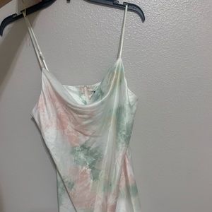 Tie die cowl neck slip dress